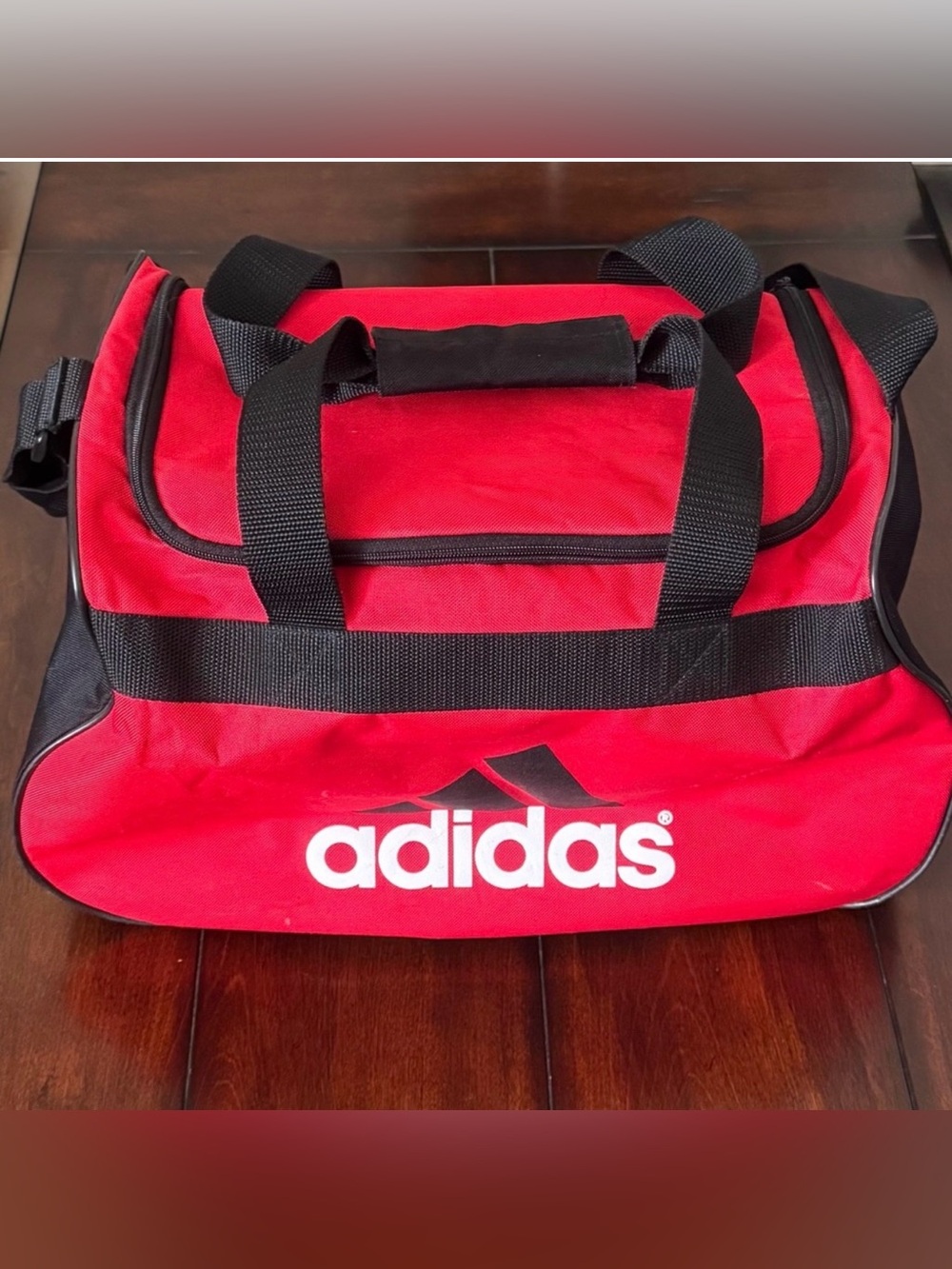 adidas Red Duffel Gym Bag Travel Sports Weekender Athletic Tote
